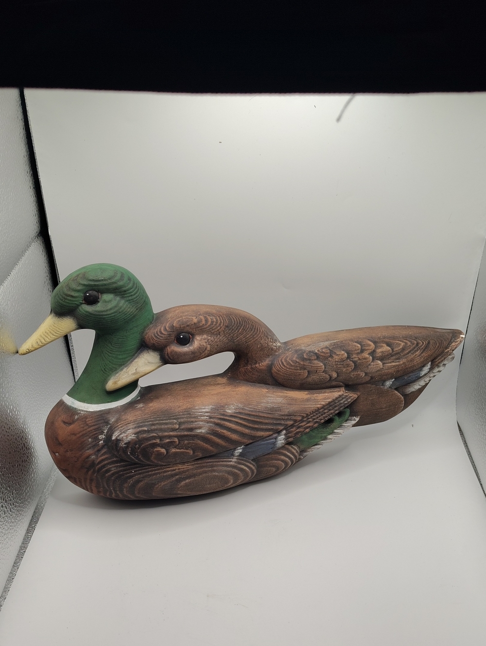 Vintage Syroco Style Heavy Plaster Mallard Ducks Wall Art Hanging